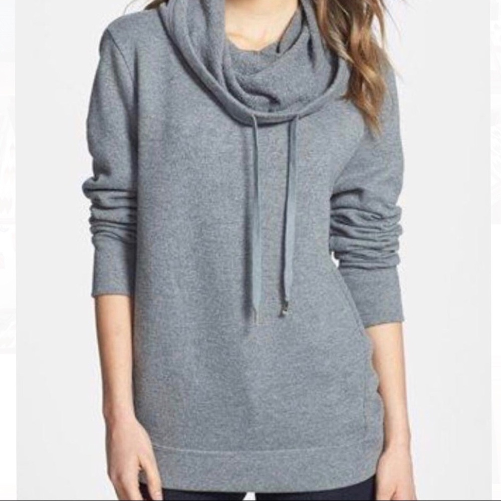 STEM Cowl Neck Hoodie Sweater (Small) Gray